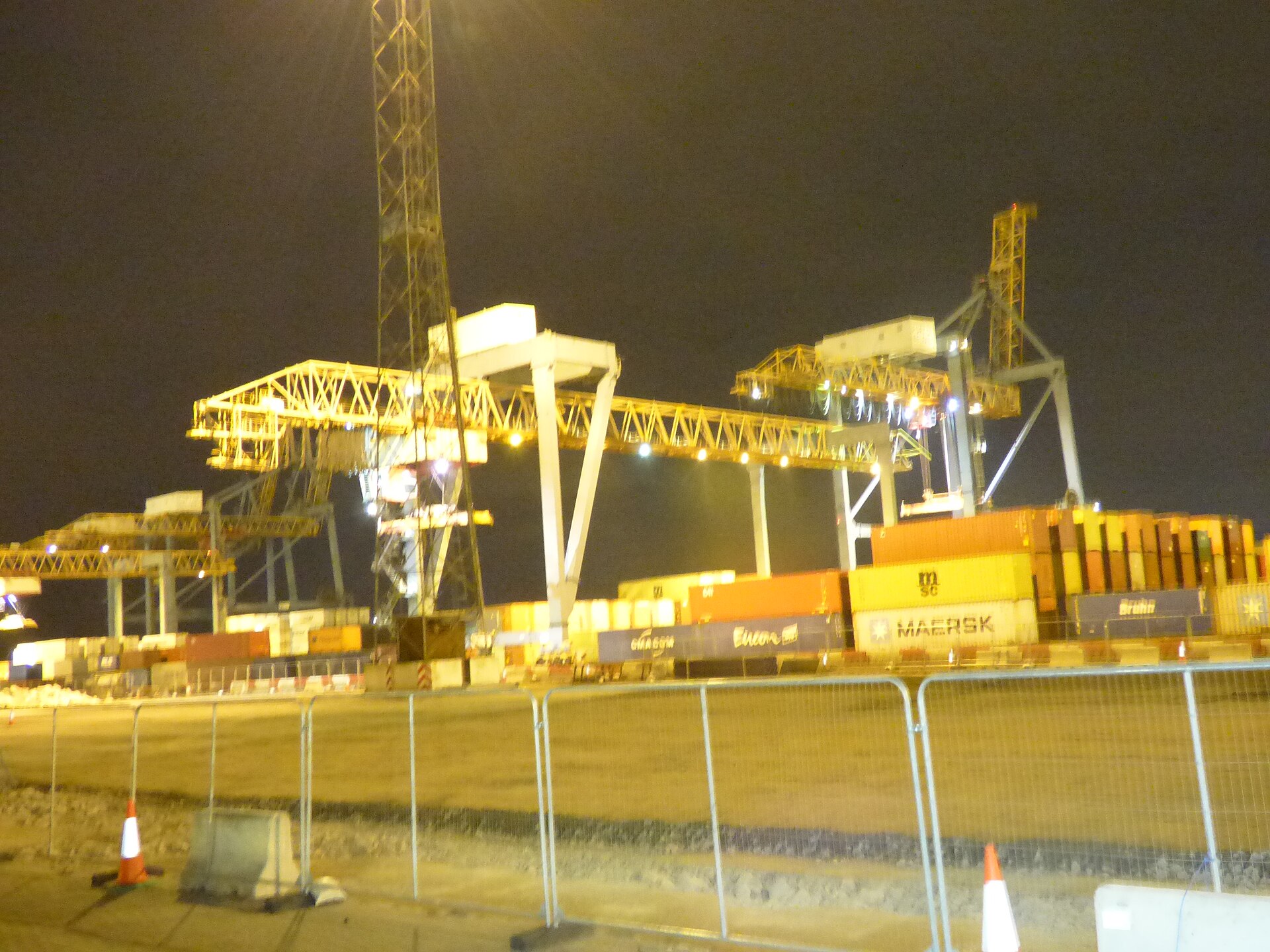 Gantry cranes over the container yard